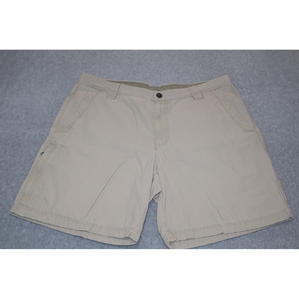 Columbia Cargo Shorts Men 38 Tan Cotton Zip Pocket Omni-Shield Hiking 9" Inseam